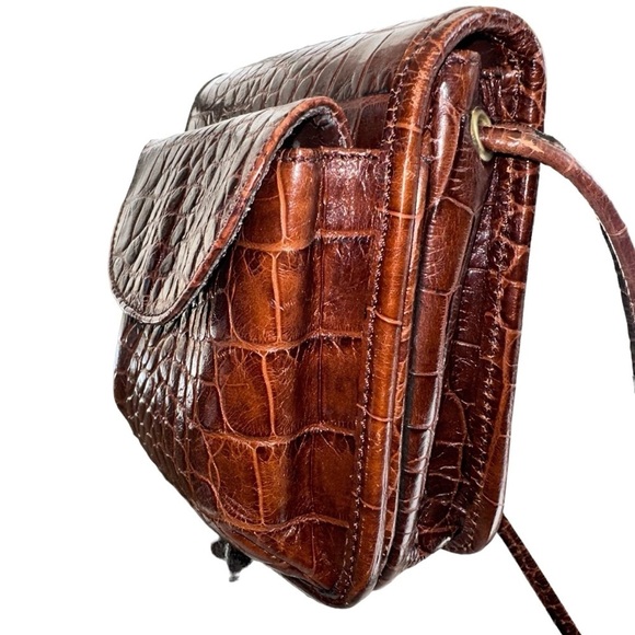 Brooks Brothers Made in Italy Crossbody Bag - Cognac Crocodile embossed. - Picture 2 of 7